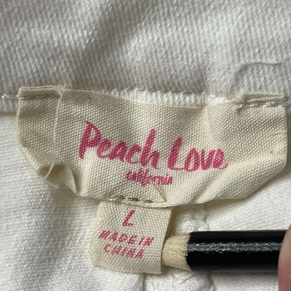 Peach Love California Star Embroidered White Flare Bell Bottom Jeans Size Large - Picture 4 of 11